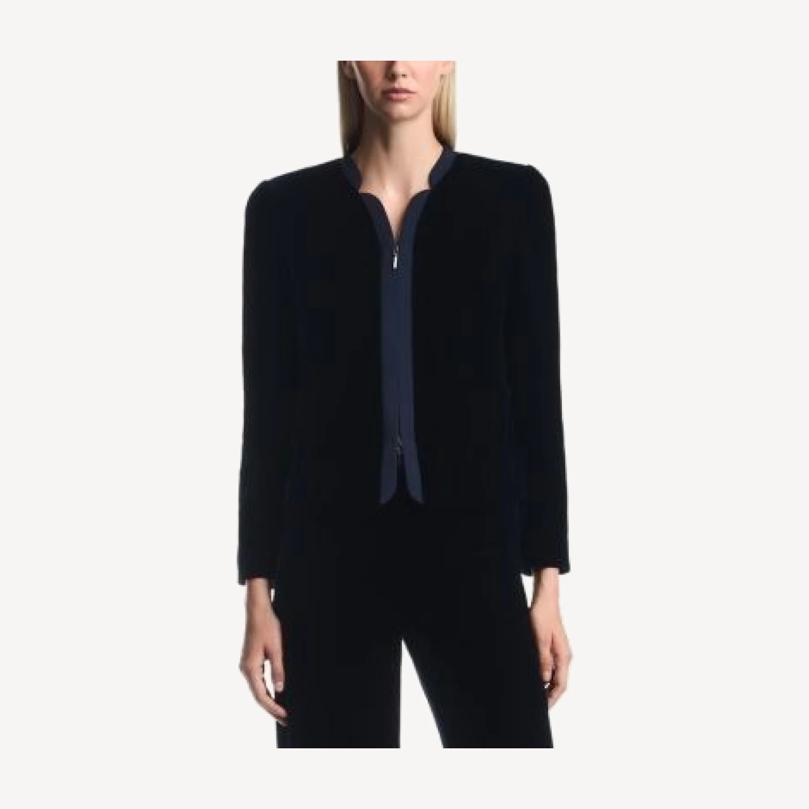Emporio Armani Zip Front Velvet Blazer