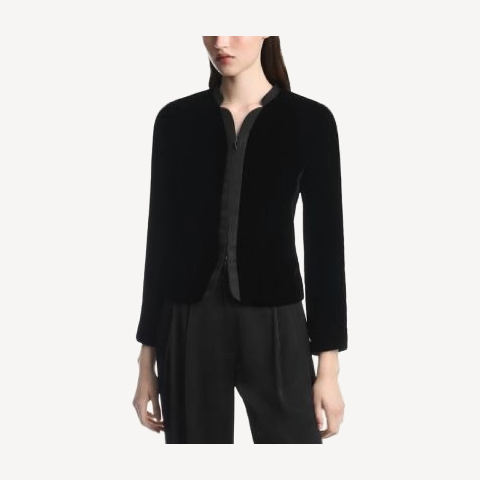 Emporio Armani Zip Front Velvet Blazer