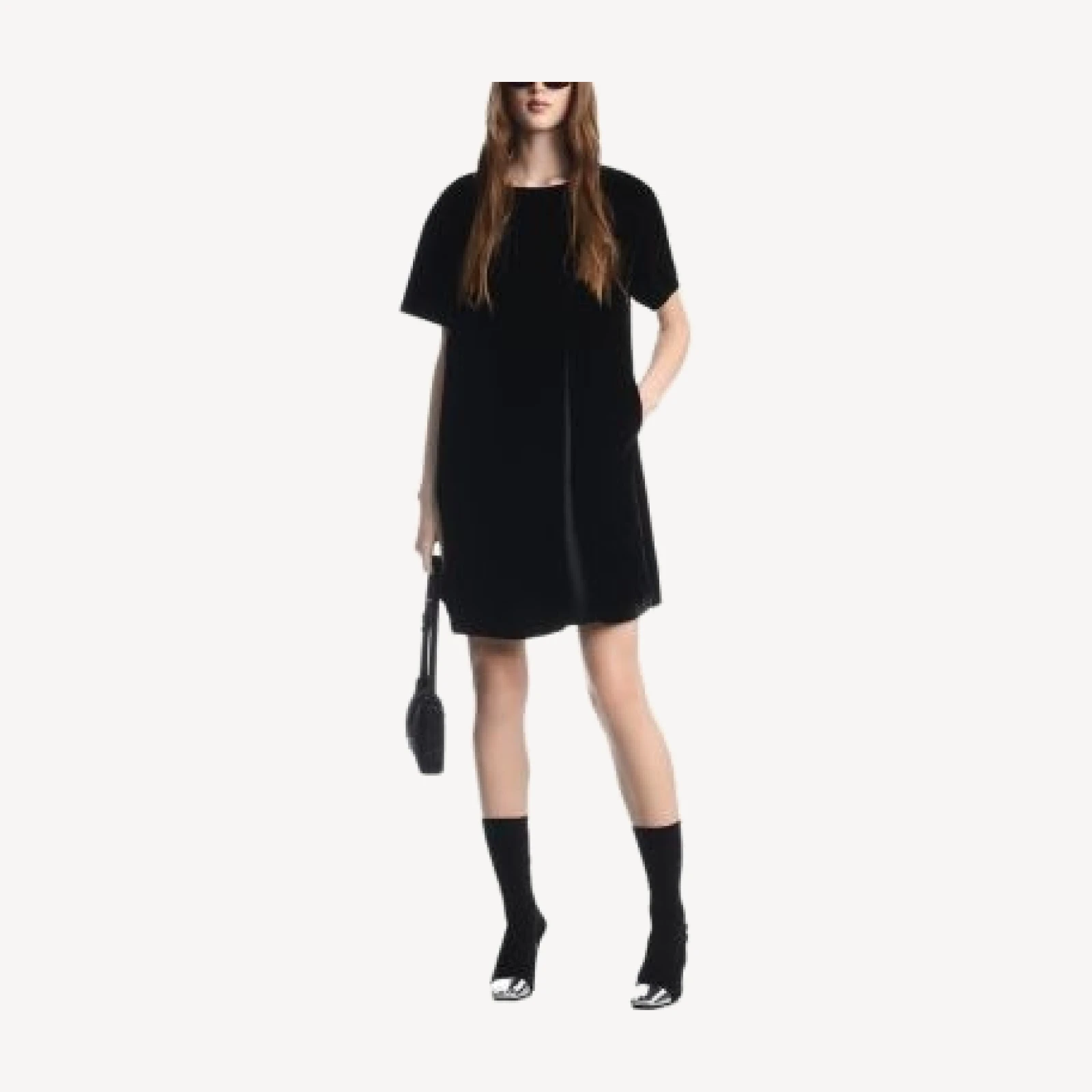 Emporio Armani Glitter Velvet Short Sleeve Dress