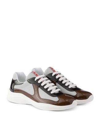 Prada Men's Patent Leather and Technical Fabric Prada America's Cup Sneakers