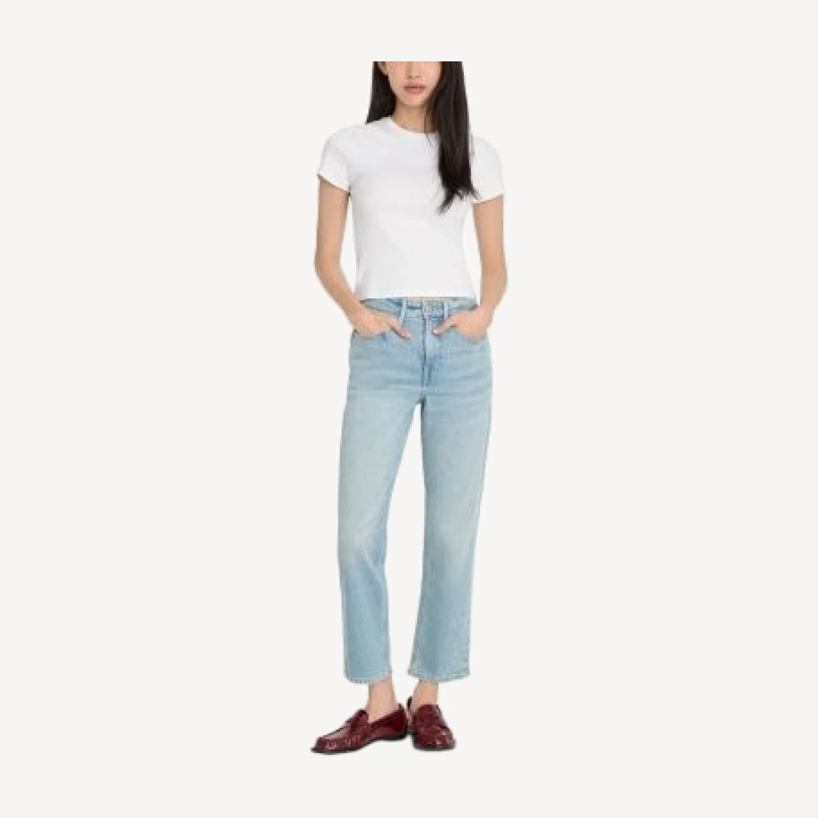 Good American Good Icon High Rise Straight Ankle Jeans in Indigo1137