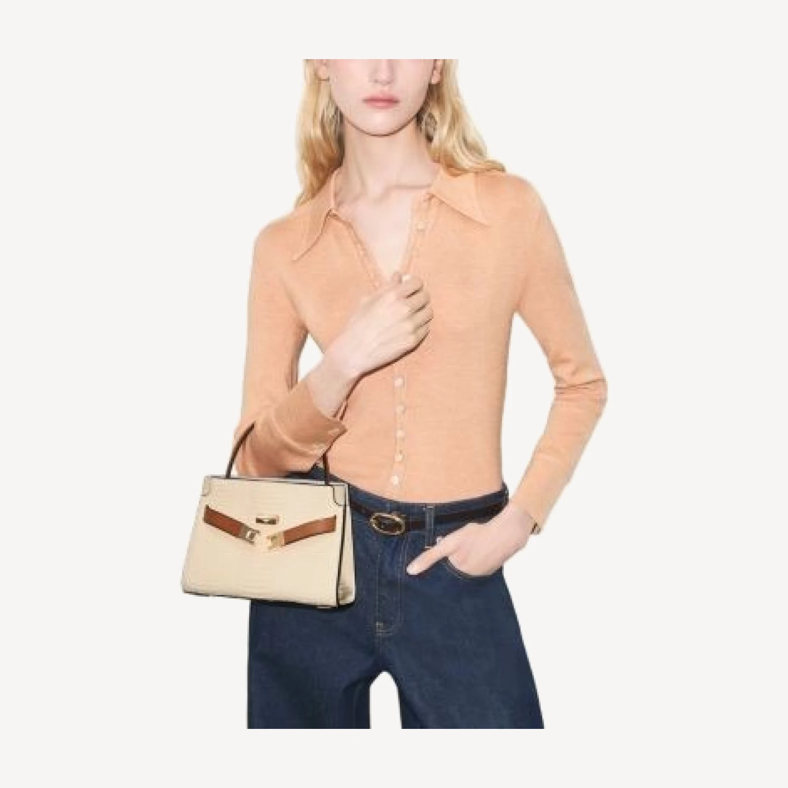 Tory Burch Lee Radziwill Snake Embossed Leather Crossbody Bag