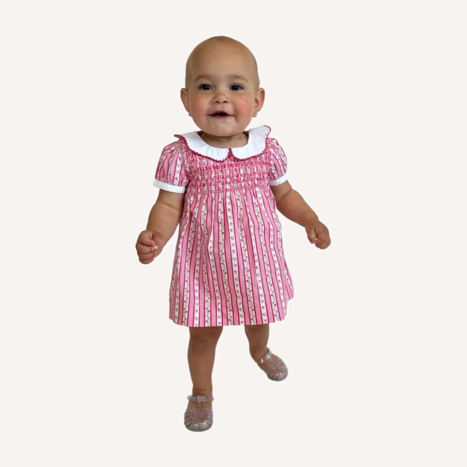 The Baby Mina Nap Dress - Pansy Stripe Pink