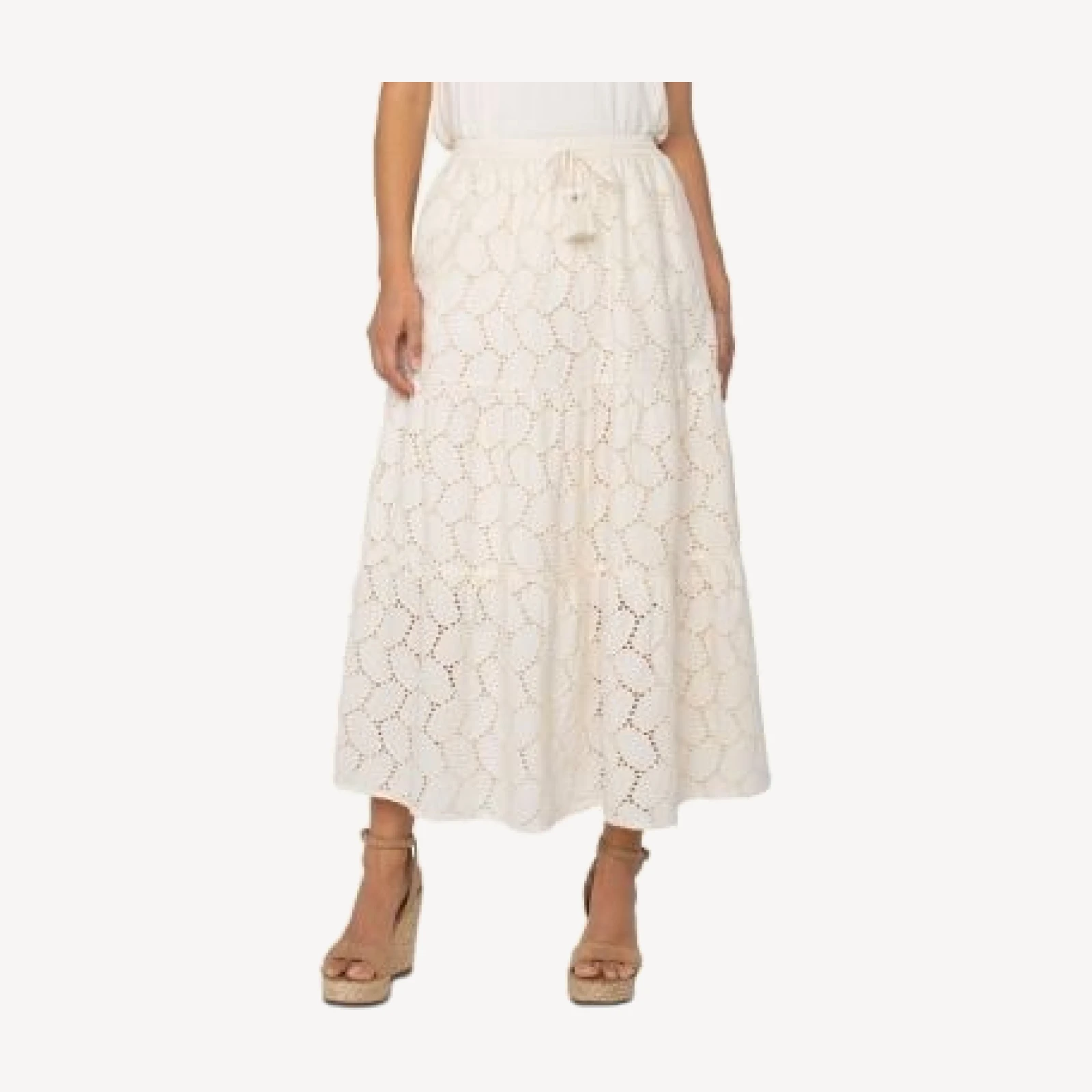 Liverpool Los Angeles Tiered Eyelet Maxi Skirt