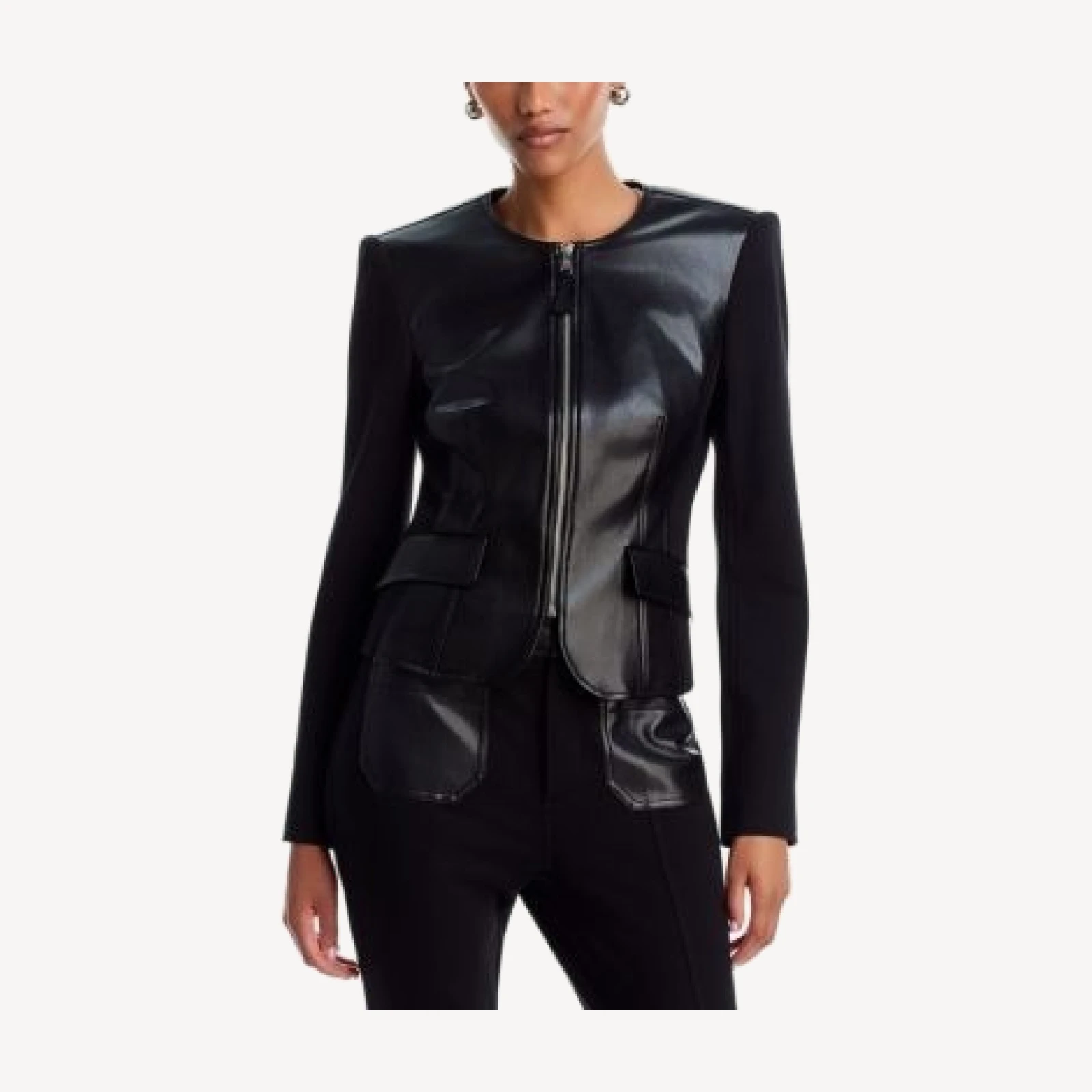 Cinq a Sept Dorinda Mixed Media Zip Jacket