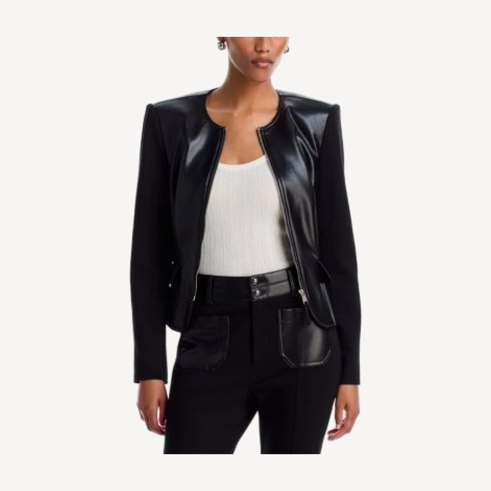 Cinq a Sept Dorinda Mixed Media Zip Jacket