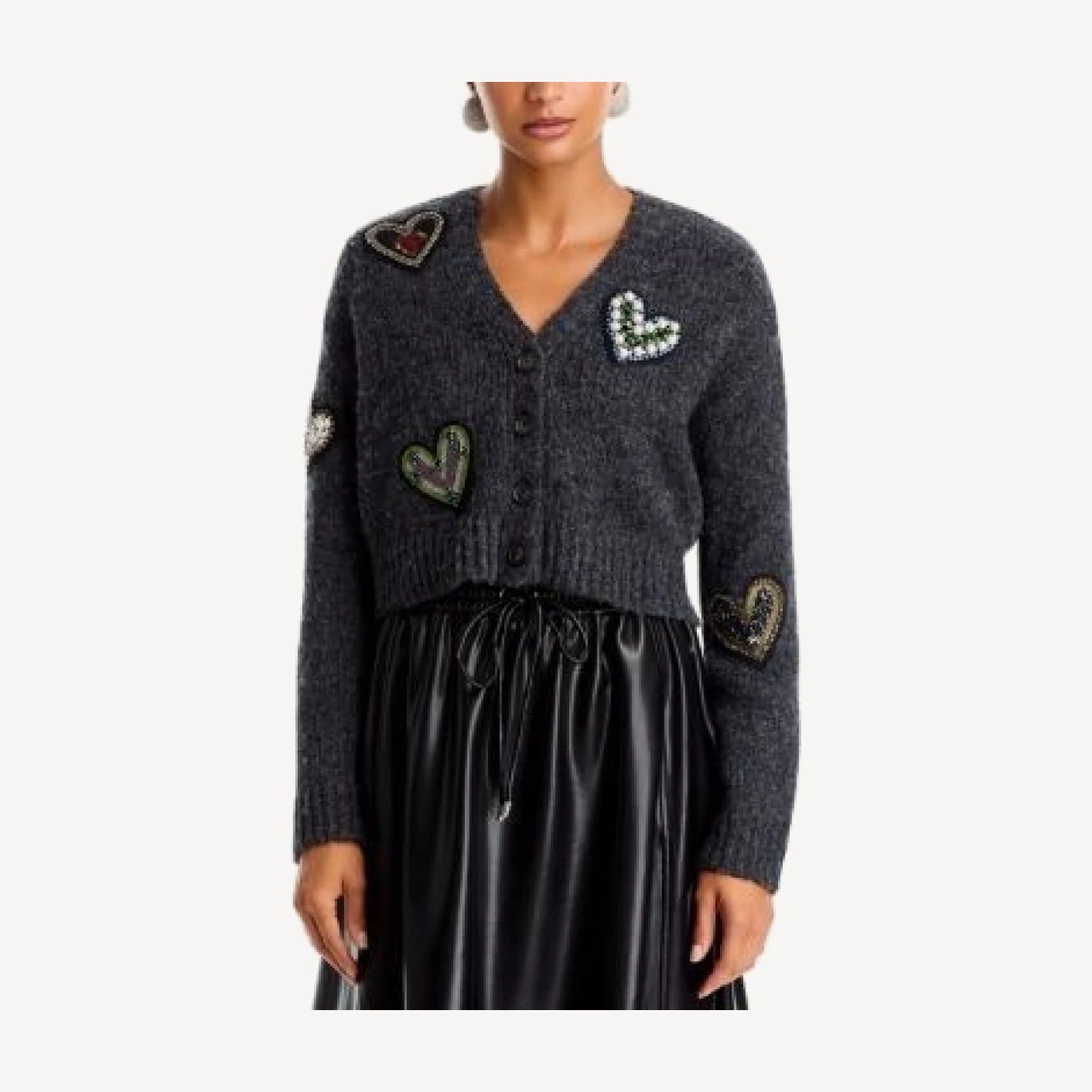Cinq a Sept Emily Wool Blend Embellished Cropped Cardigan