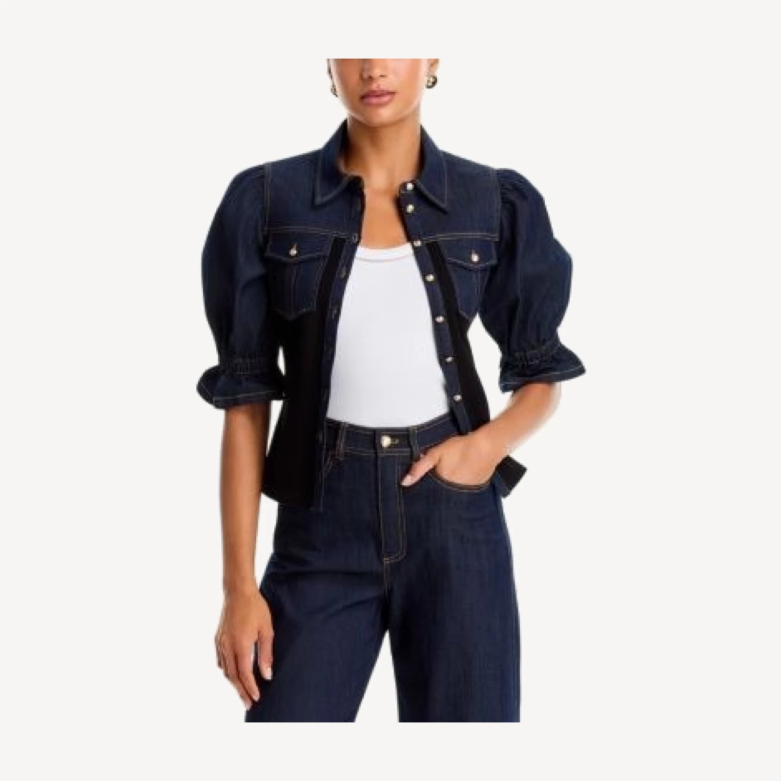 Cinq a Sept Lyric Indigo Ponte Puff Sleeve Blouse