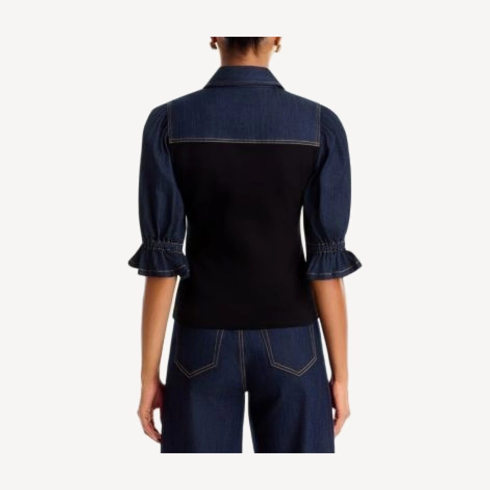 Cinq a Sept Lyric Indigo Ponte Puff Sleeve Blouse