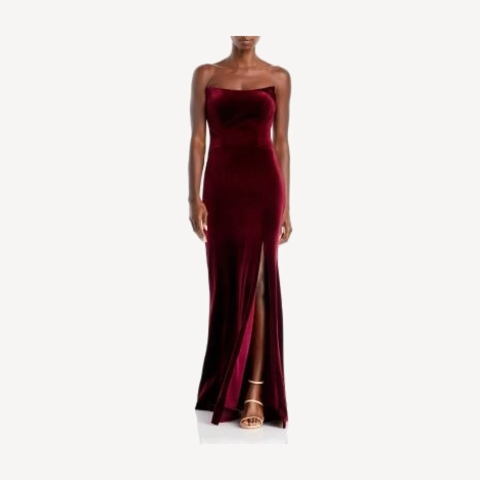 Aqua Strapless Velvet Gown - Exclusive
