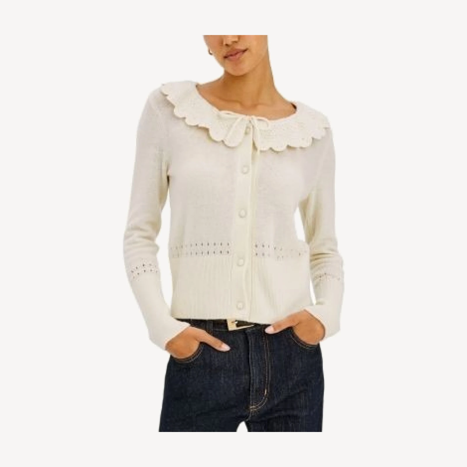 Rails Wendy Cotton, Wool & Cashmere Blend Scalloped Collar Cardigan