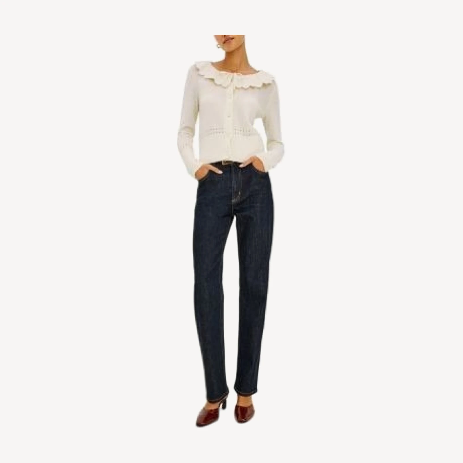 Rails Wendy Cotton, Wool & Cashmere Blend Scalloped Collar Cardigan