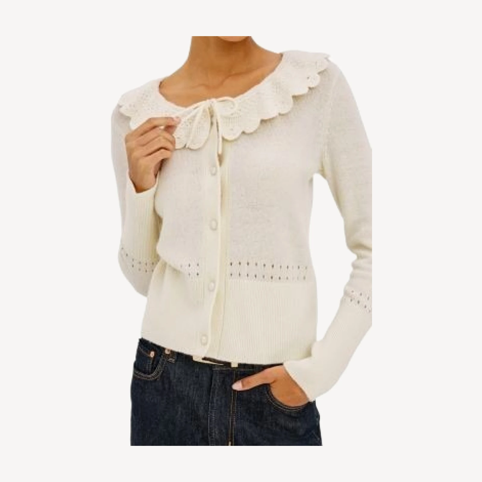 Rails Wendy Cotton, Wool & Cashmere Blend Scalloped Collar Cardigan