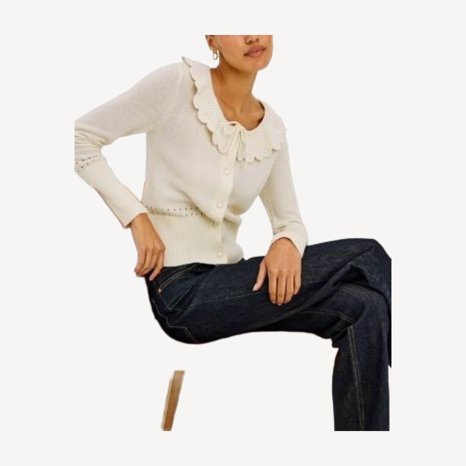 Rails Wendy Cotton, Wool & Cashmere Blend Scalloped Collar Cardigan
