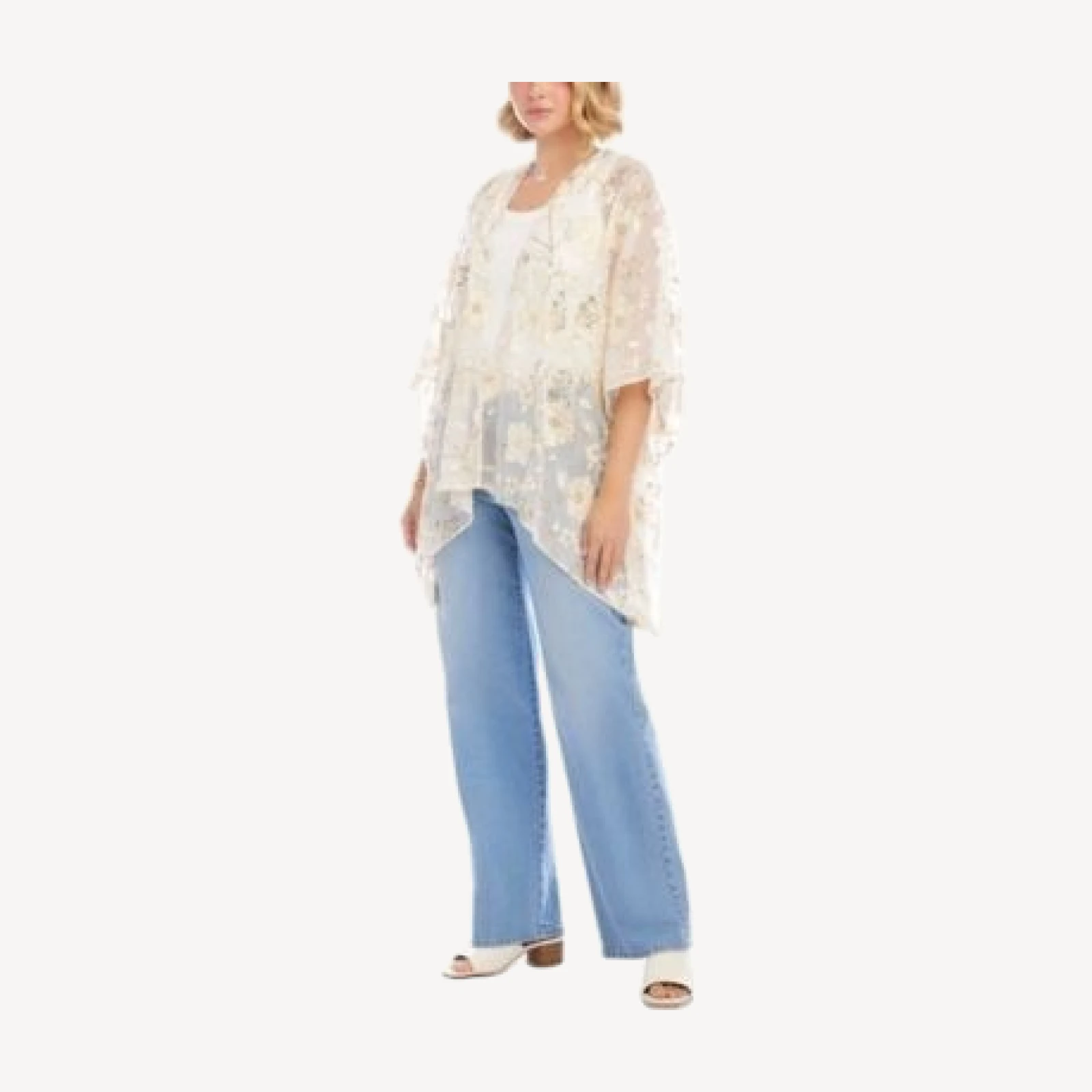 Karen Kane Floral Embroidered Open Front Jacket