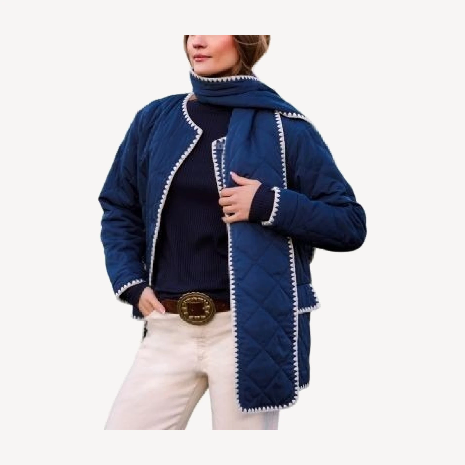 Karen Kane Edge Stitch Quilted Scarf Jacket