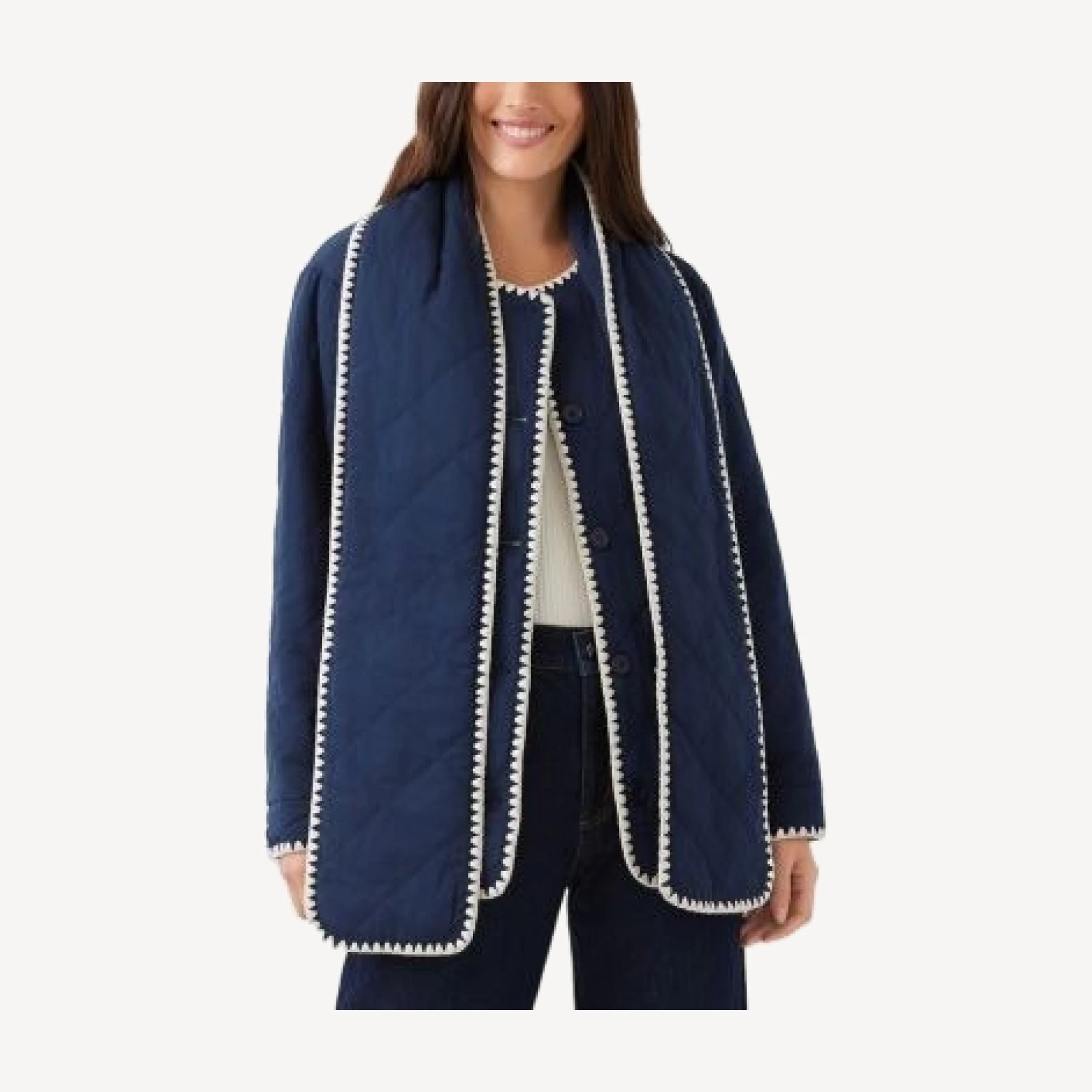 Karen Kane Edge Stitch Quilted Scarf Jacket