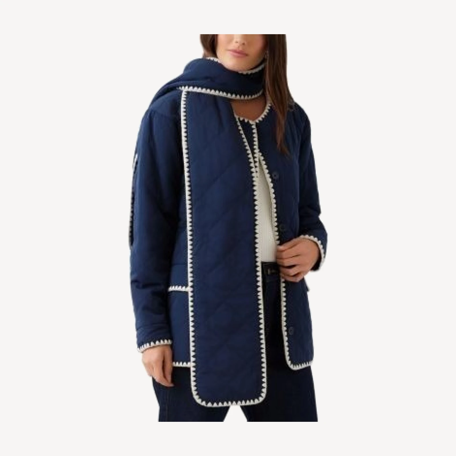 Karen Kane Edge Stitch Quilted Scarf Jacket