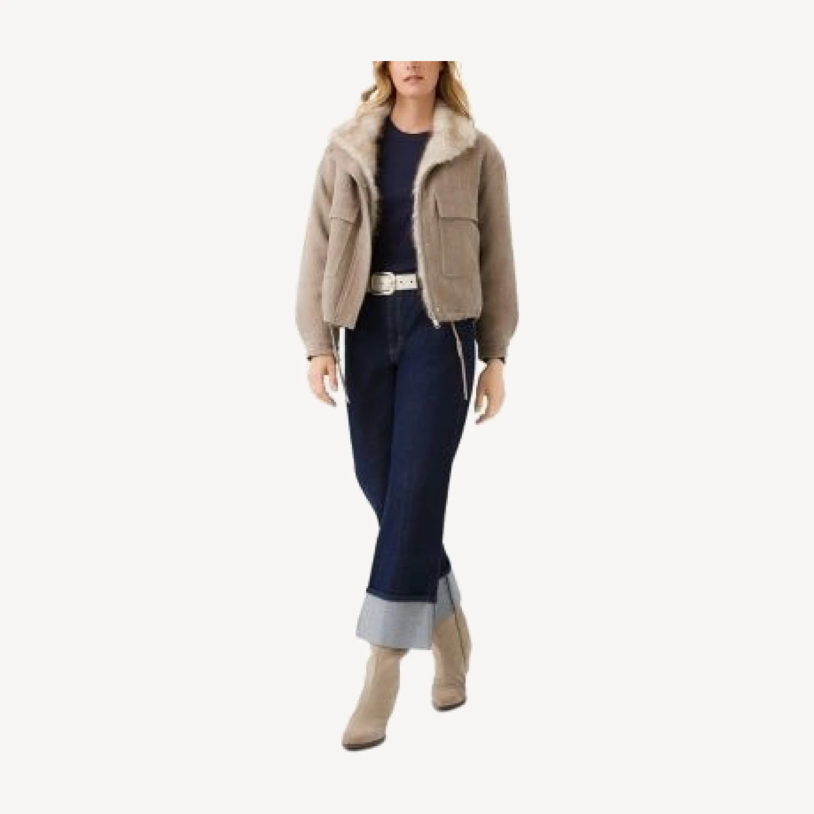 Karen Kane Faux Fur Trim Bomber Jacket
