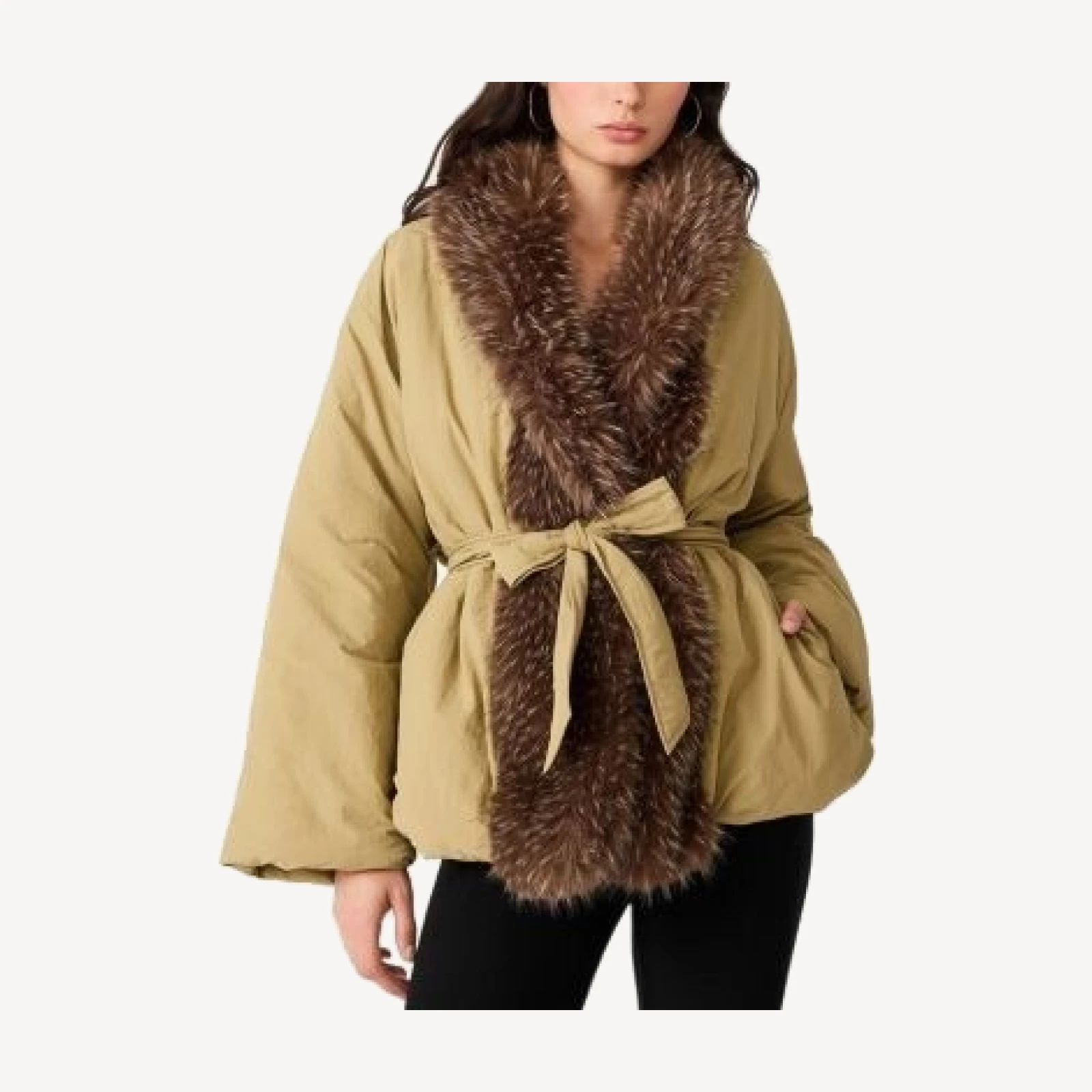 Steve Madden Millarca Faux Fur Trim Puffer Jacket