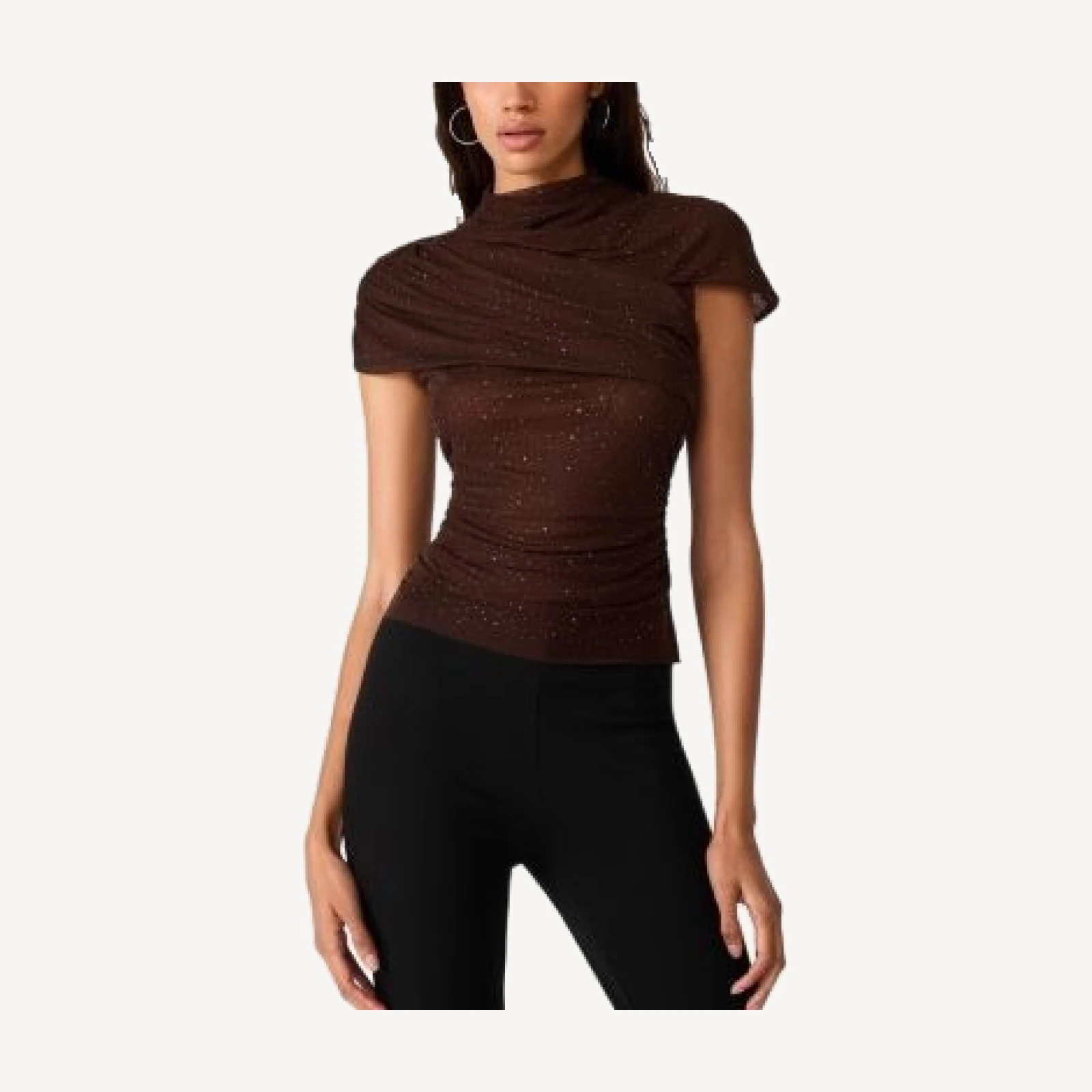 Steve Madden Evereth Ruched Glitter Knit Top
