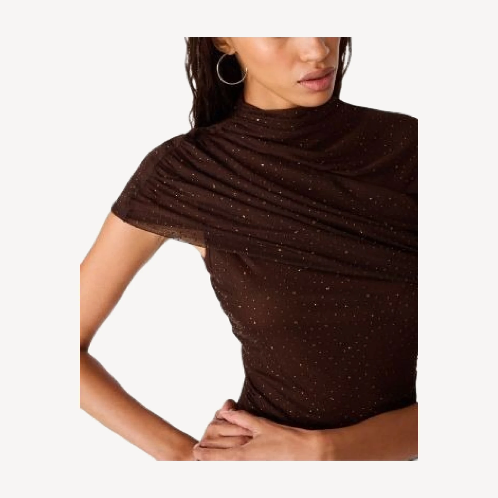 Steve Madden Evereth Ruched Glitter Knit Top