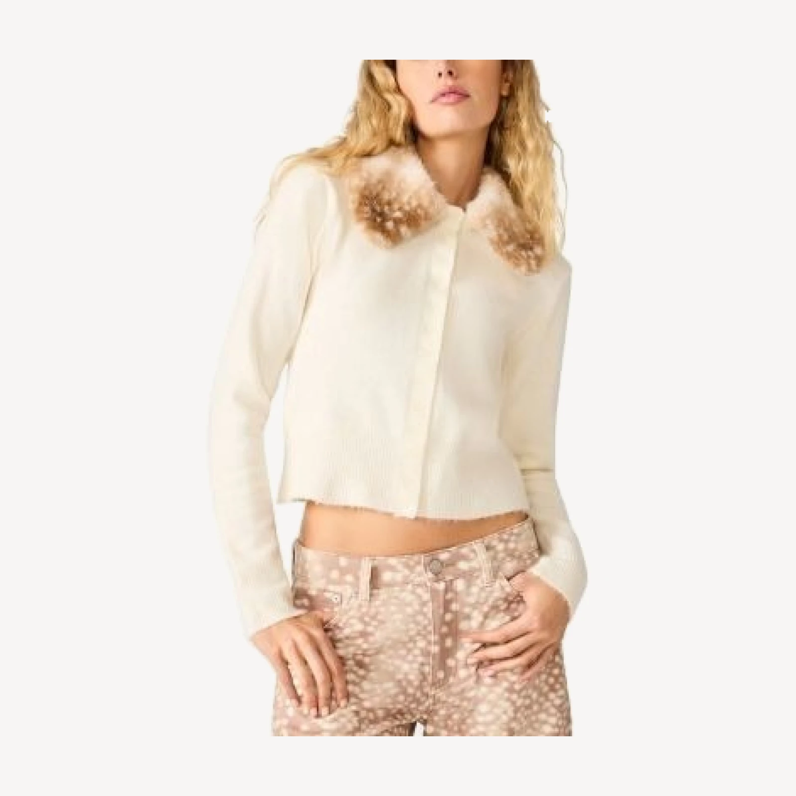 Steve Madden Jadie Faux Fur Collar Cardigan