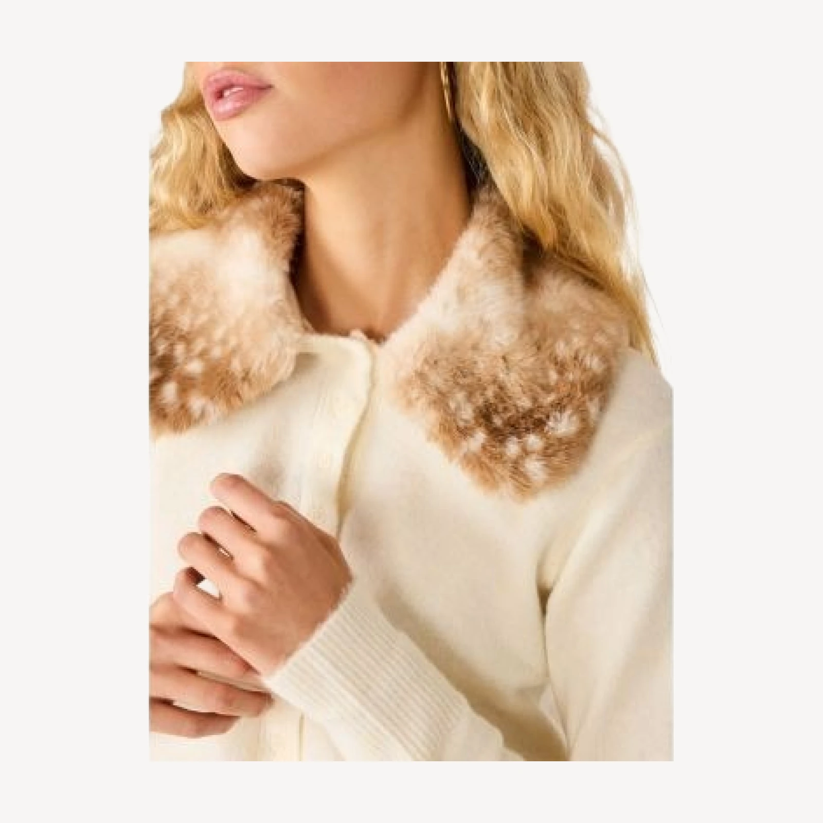 Steve Madden Jadie Faux Fur Collar Cardigan