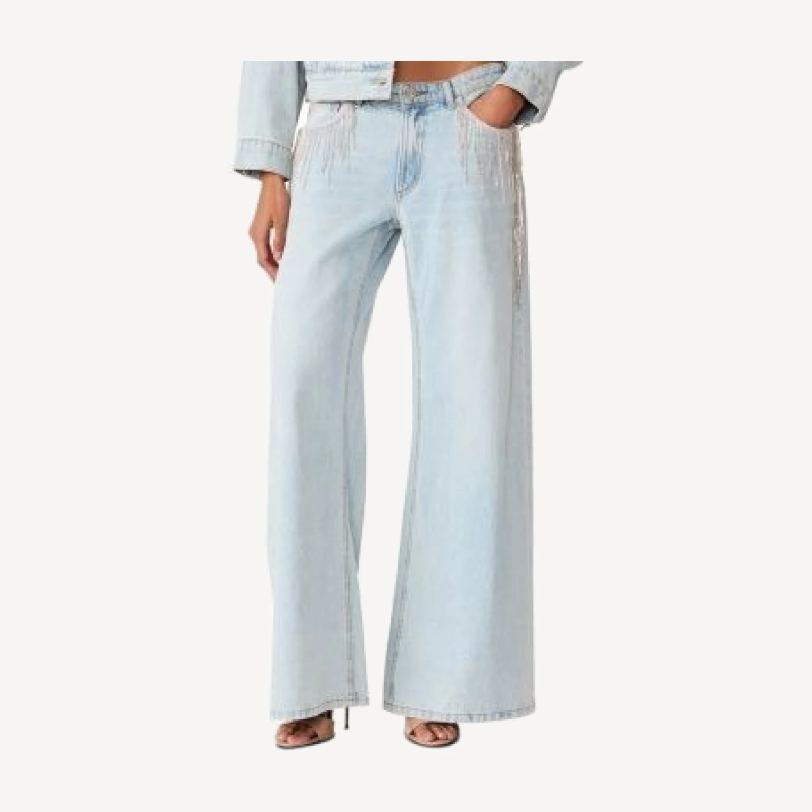 Steve Madden The Goldie Cotton High Rise Wide Leg Jeans in Faded Denim