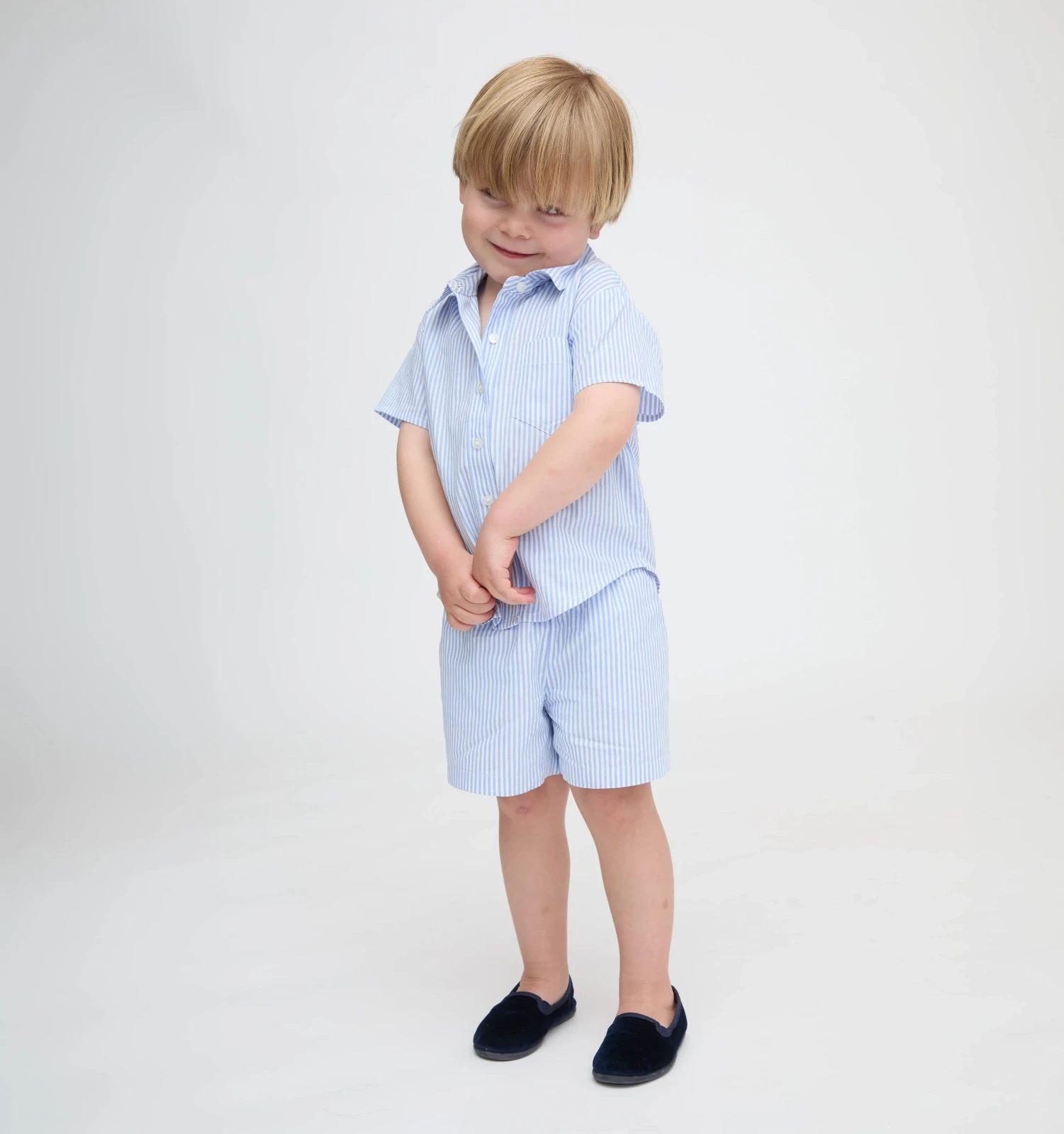 The Tiny Leo Shorts - Blue/White Stripe