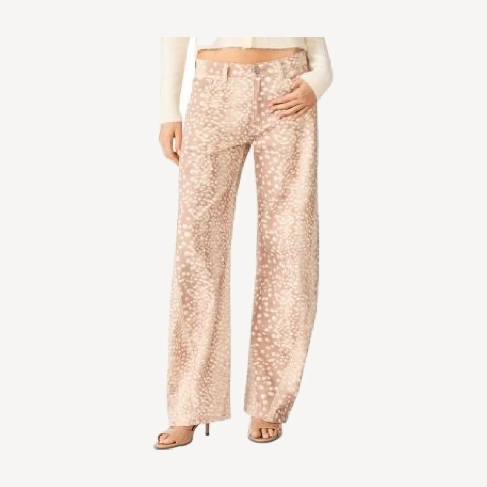 Steve Madden The Bleecker Printed High Rise Wide Leg Jeans in Light Oak