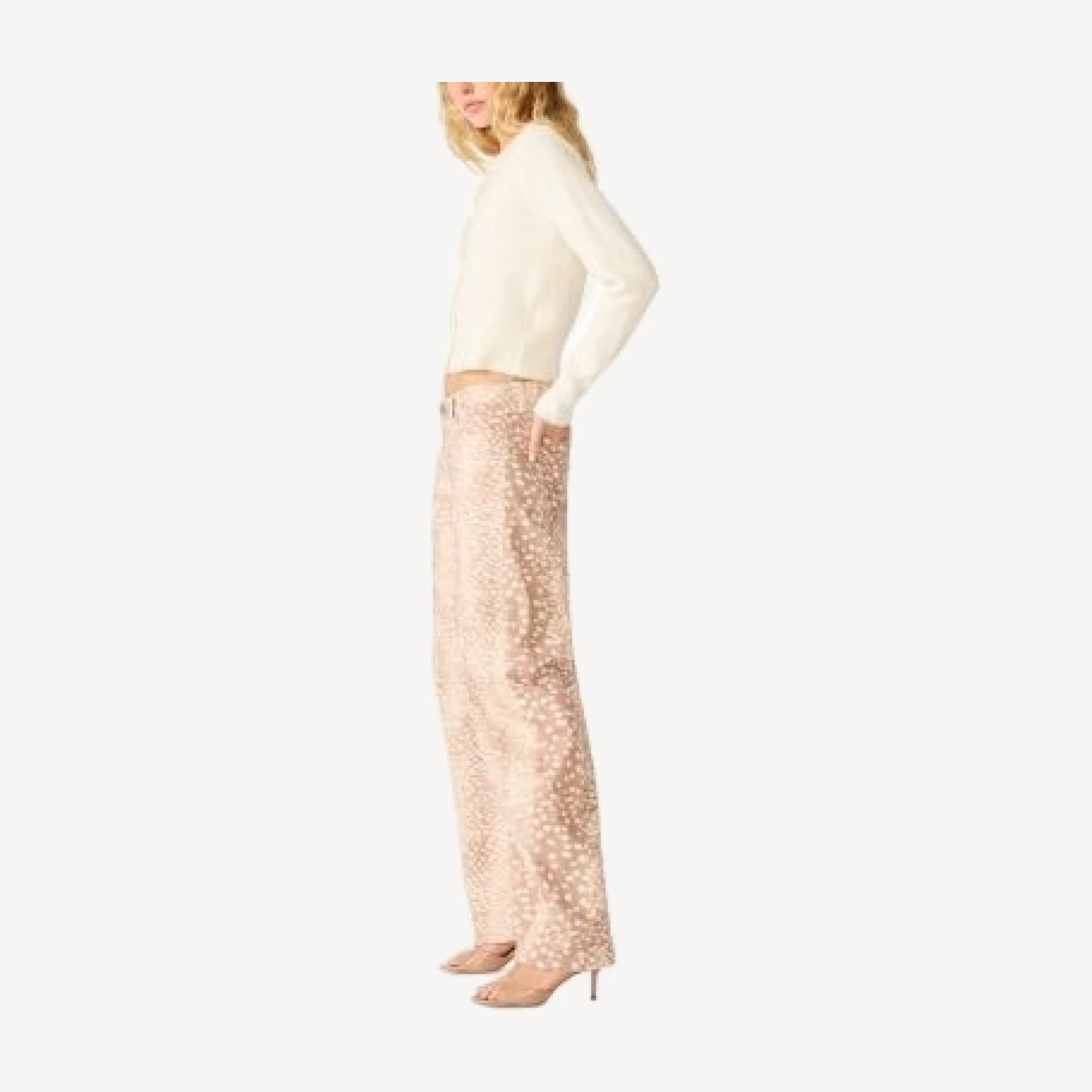 Steve Madden The Bleecker Printed High Rise Wide Leg Jeans in Light Oak