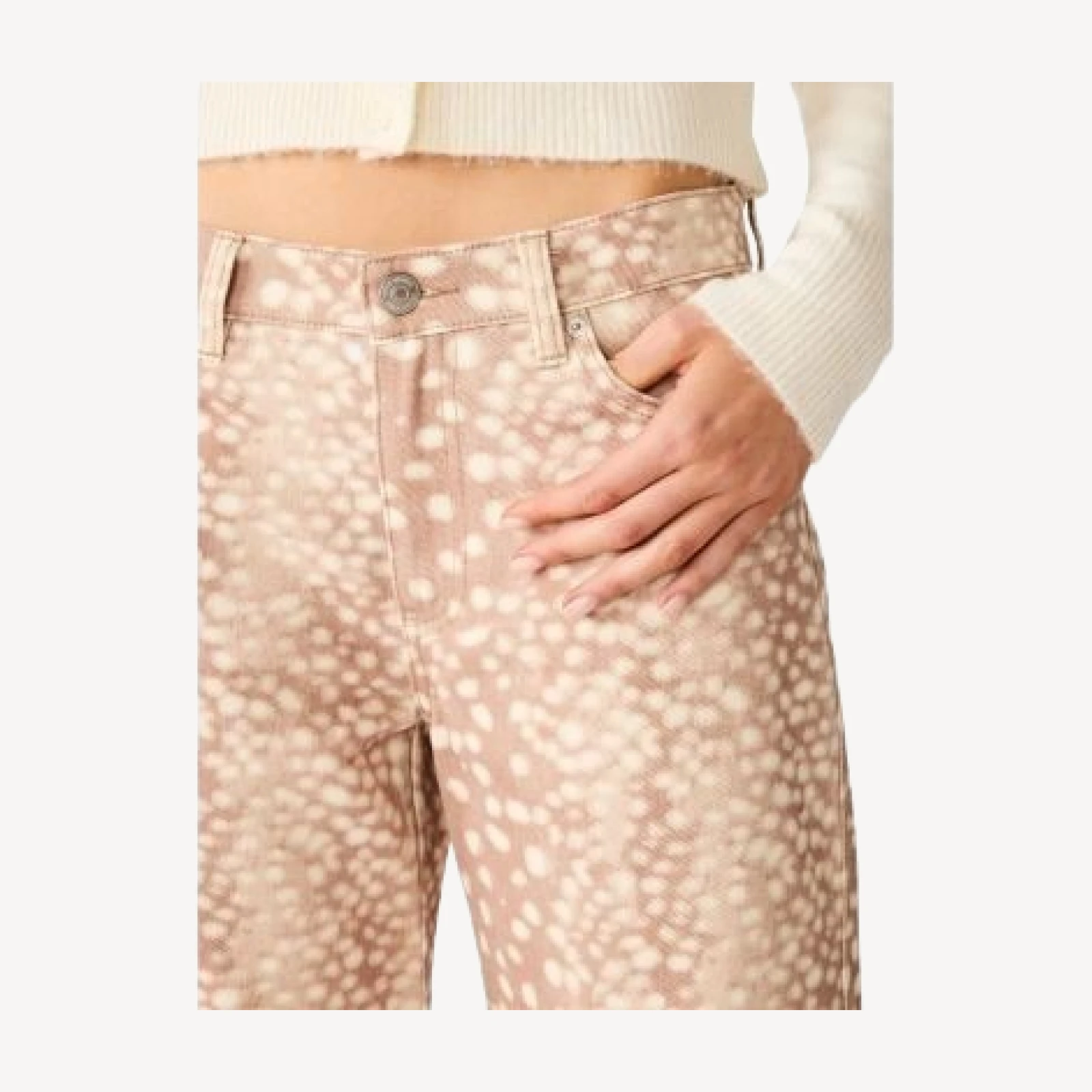 Steve Madden The Bleecker Printed High Rise Wide Leg Jeans in Light Oak