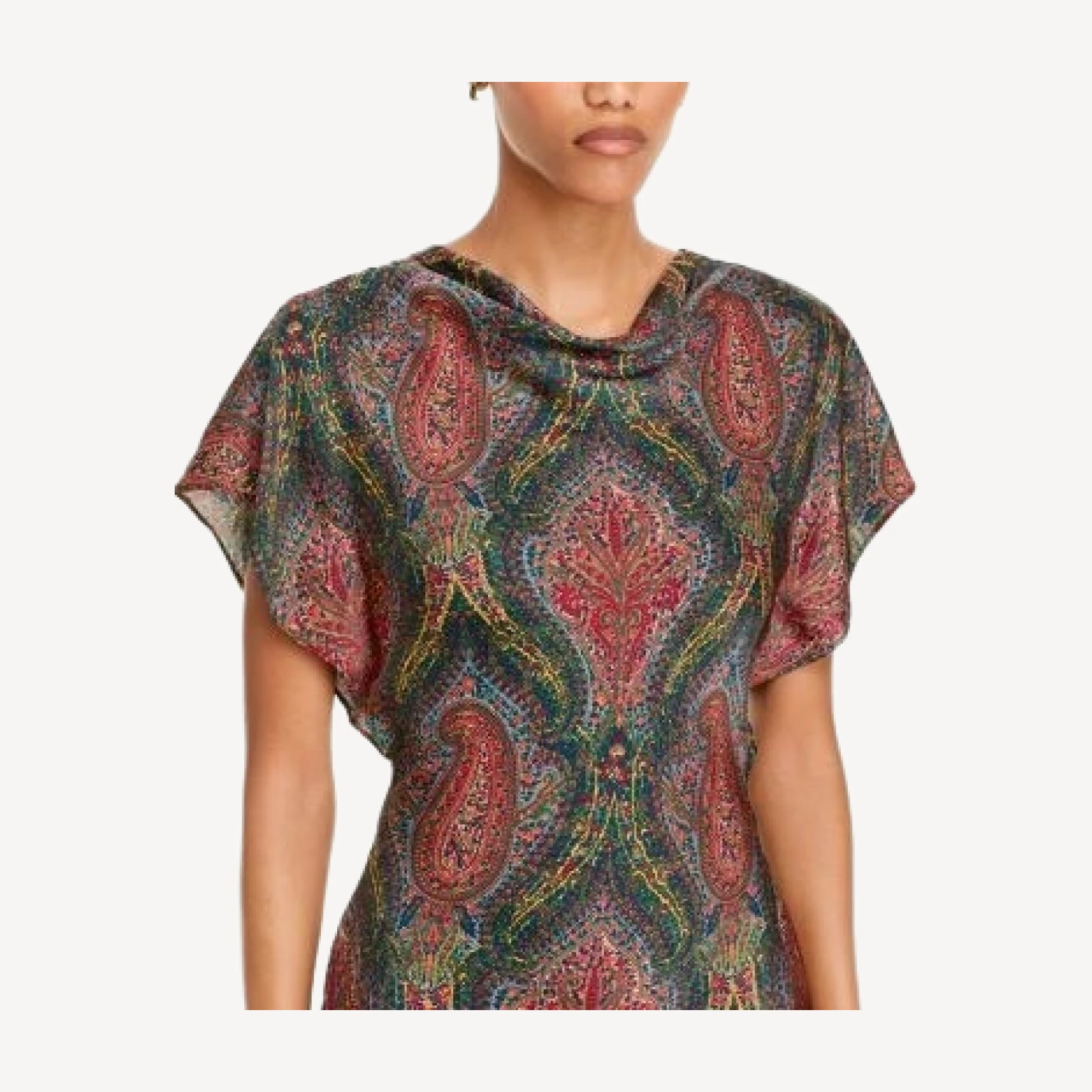 Veronica Beard Redgrave Cowl Neck Short Sleeve Top