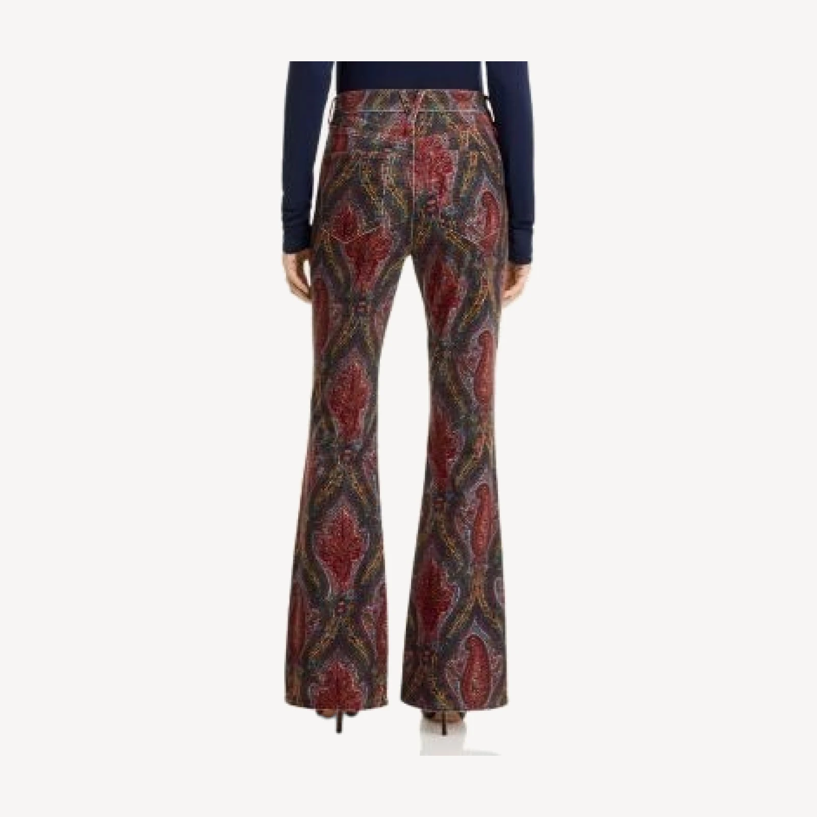 Veronica Beard Beverly High Rise Flare Jeans in Paisley Cord