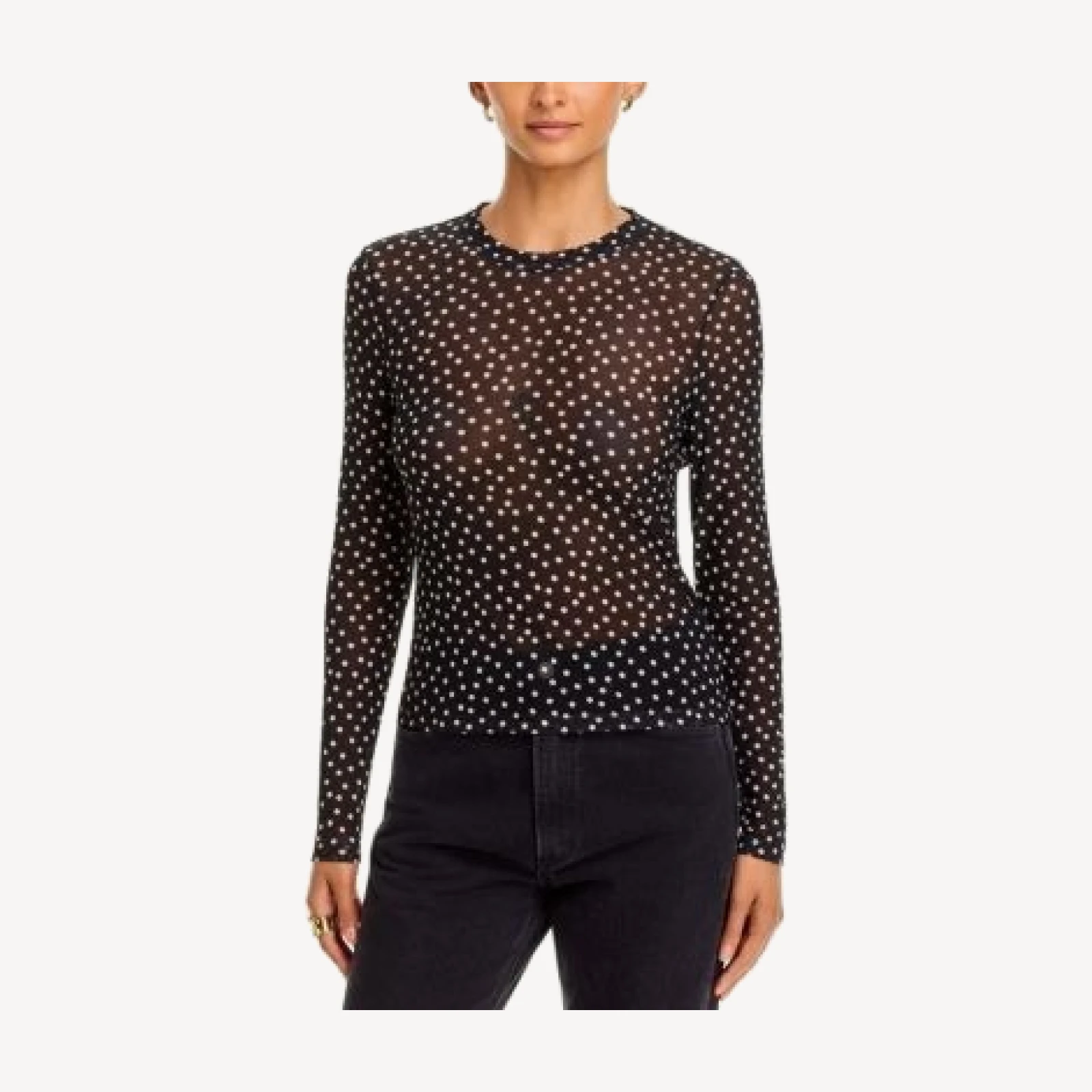 Veronica Beard Pruitt Sheer Polka Dot Long Sleeve Tee