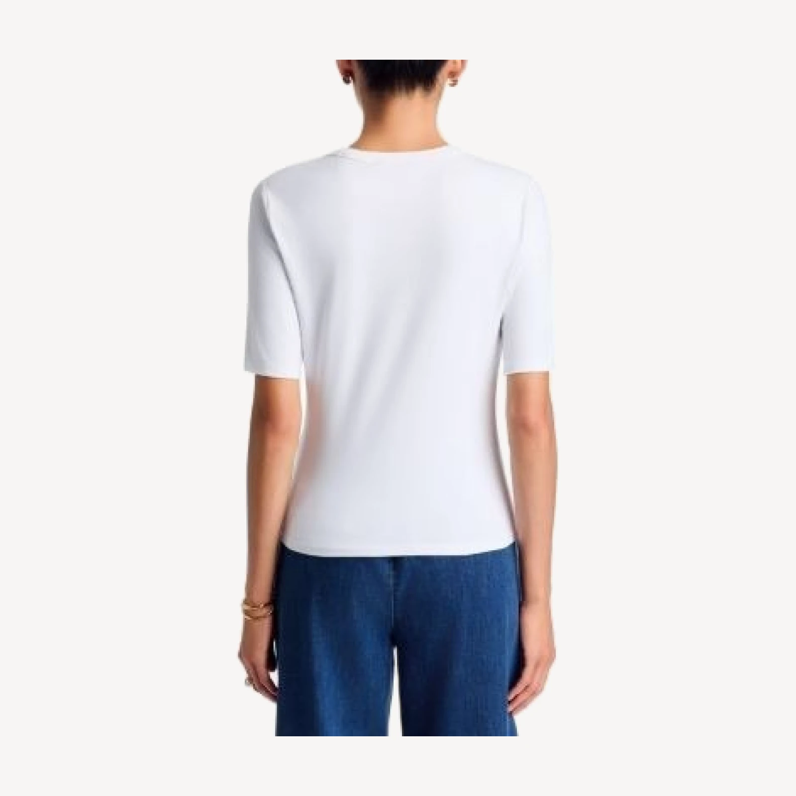 Veronica Beard Brightwyn V Neck Cotton Stretch Top