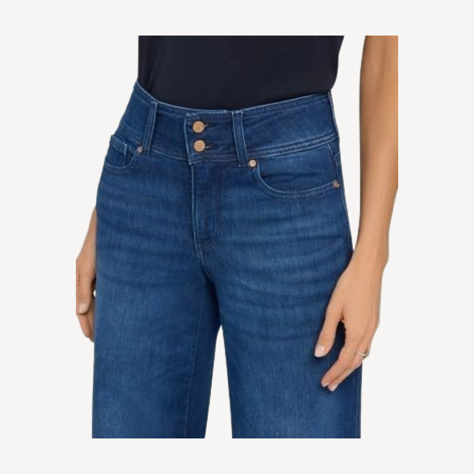 Nydj Teresa High Rise Wide Leg Double Button Jeans in Deep Wave
