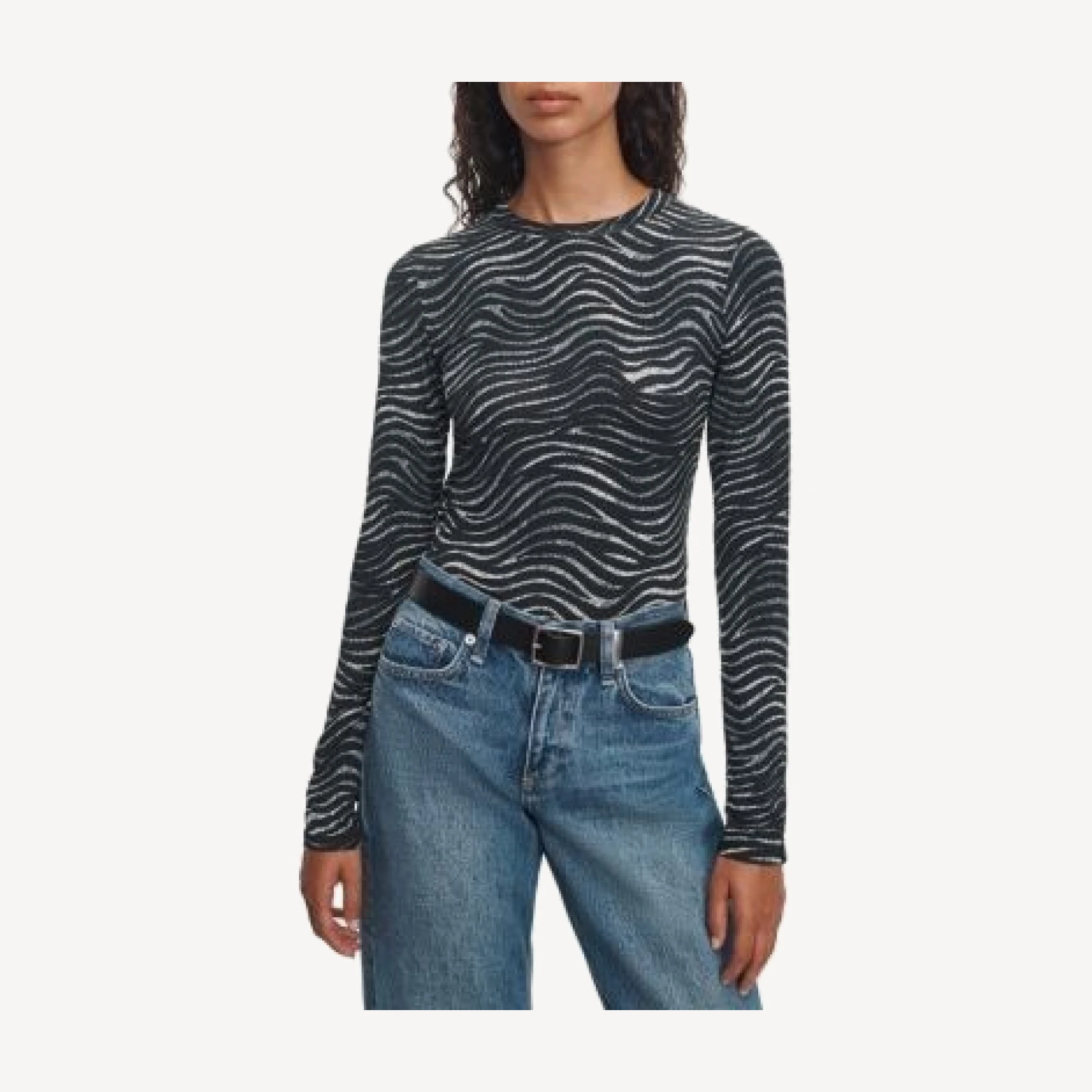 rag & bone Luca Zebra Print Fitted Long Sleeve Tee