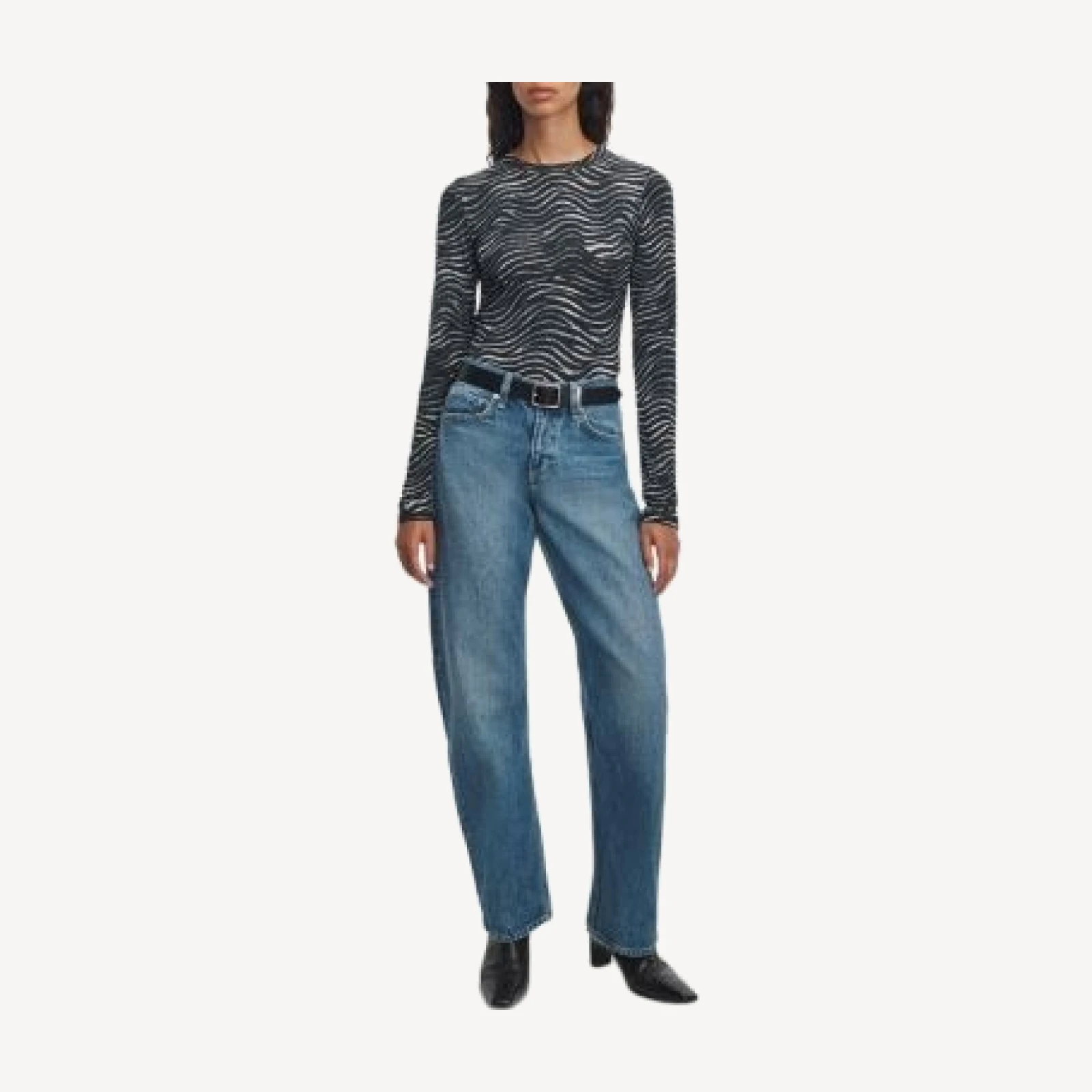 rag & bone Luca Zebra Print Fitted Long Sleeve Tee