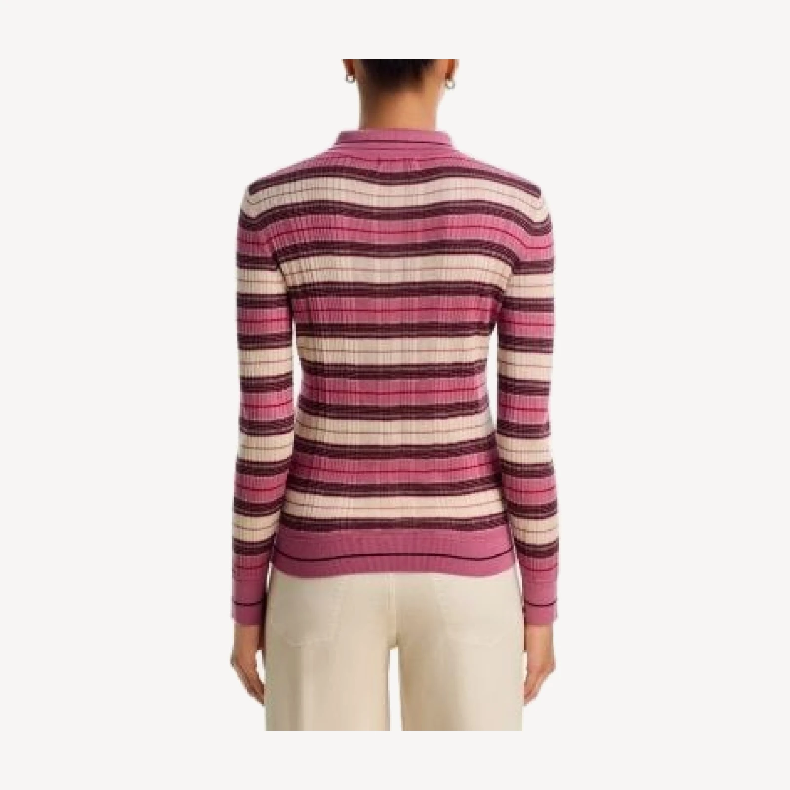 rag & bone Teresa Silk Blend Striped Ribbed Polo Sweater