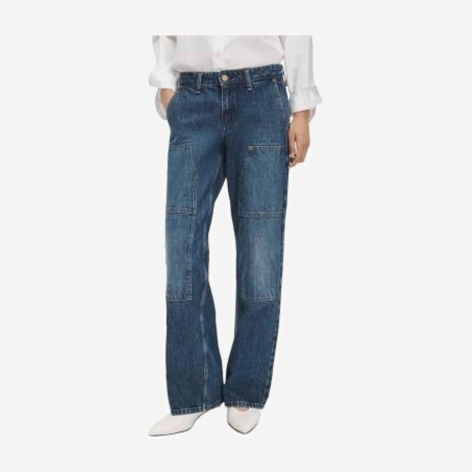 rag & bone Cam Cotton Low Rise Utility Straight Leg Jeans in Elden