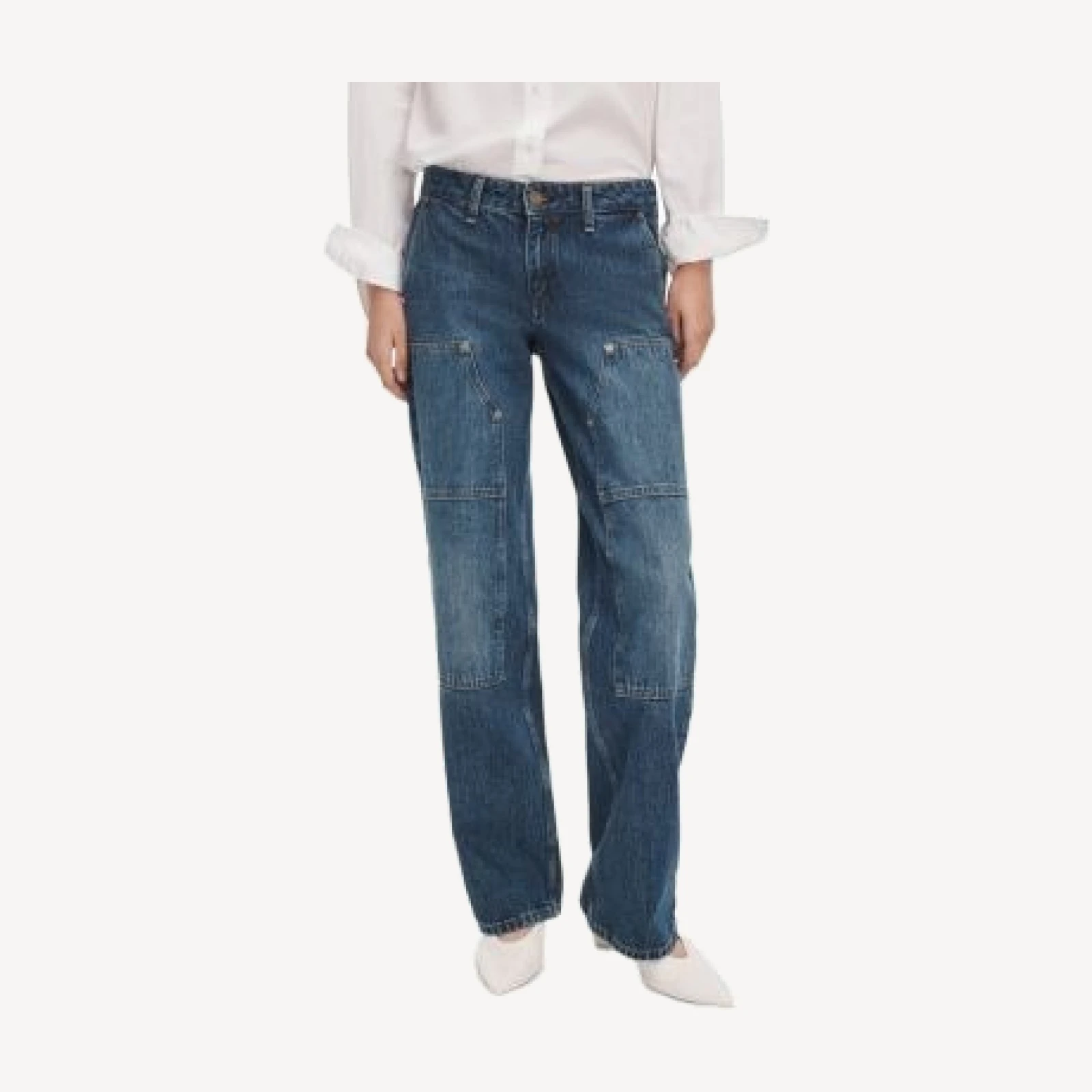 rag & bone Cam Cotton Low Rise Utility Straight Leg Jeans in Elden