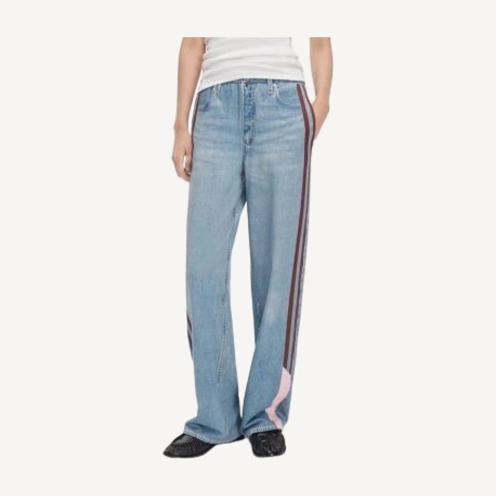 rag & bone Miramar Cotton Pull On Side Stripe Jeans in Astor/Brown