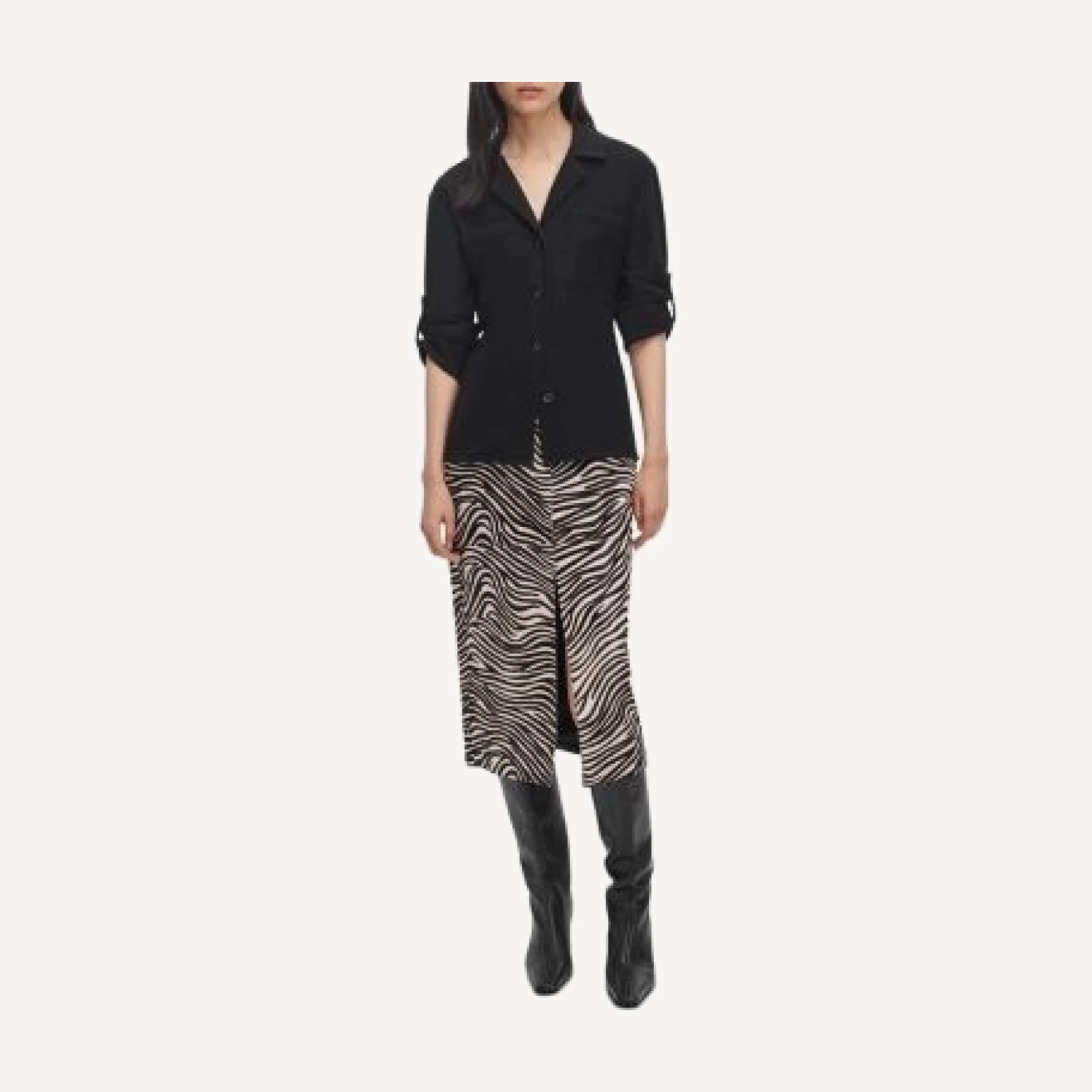 rag & bone Bessie Calf Hair High Rise Midi Skirt
