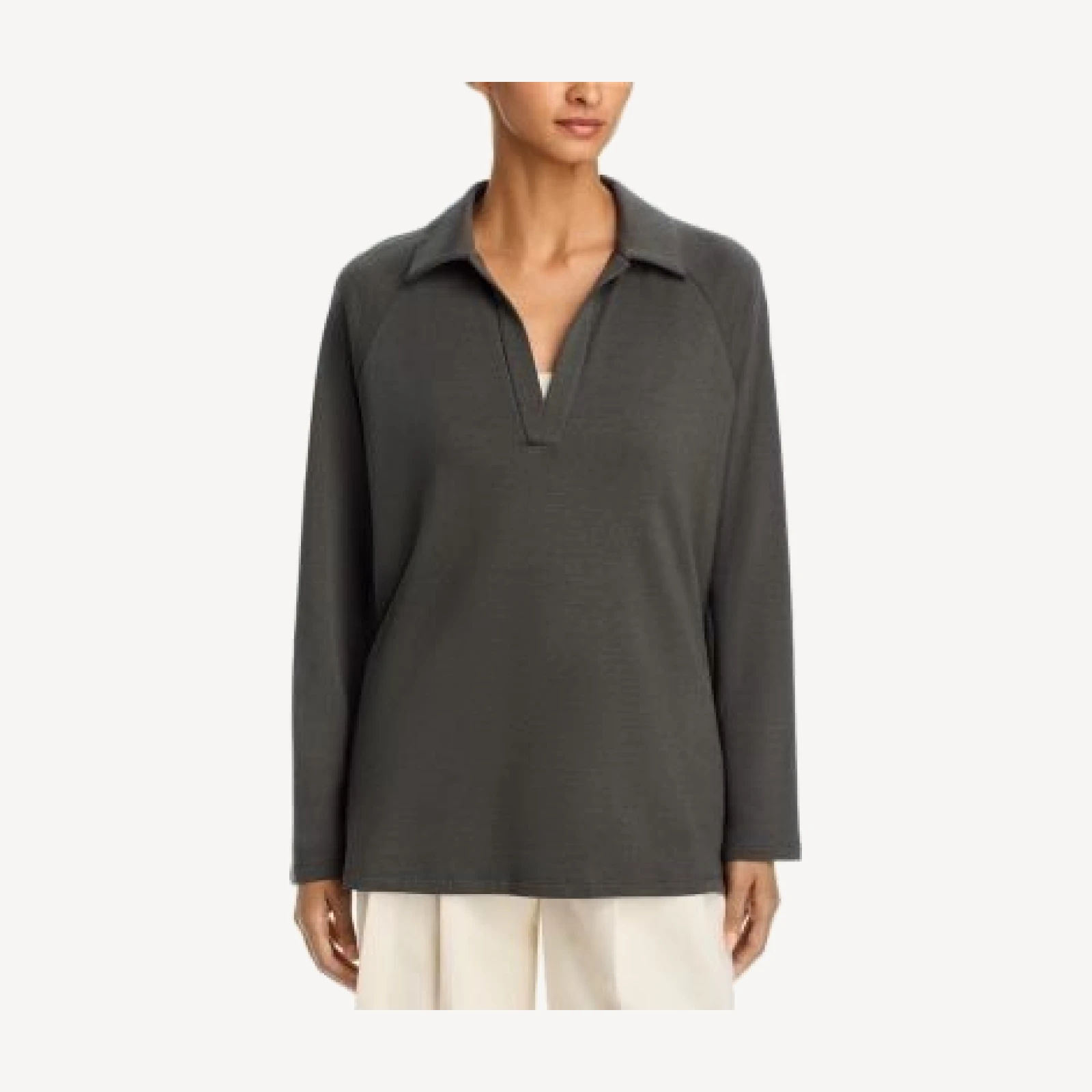 Eileen Fisher Brushed Terry Raglan Henley Tunic