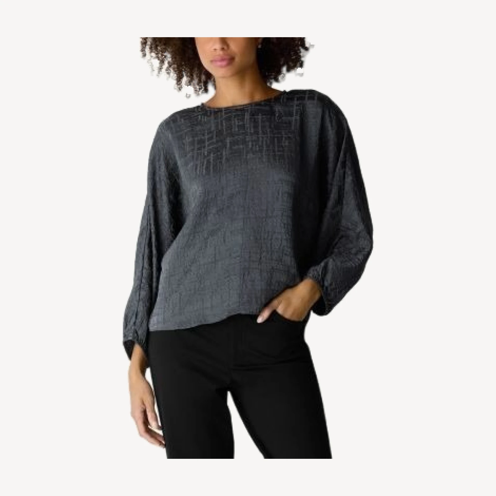 Eileen Fisher Silk Jacquard Dolman Sleeve Top