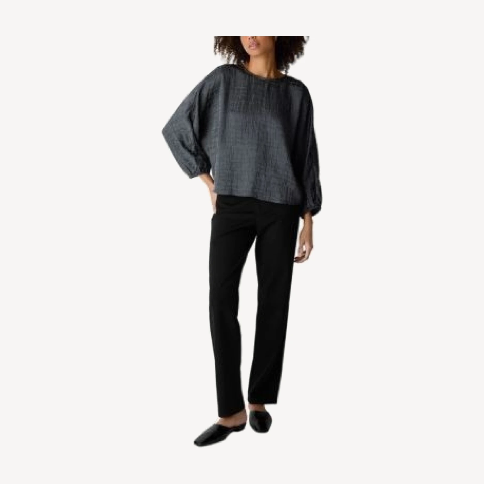 Eileen Fisher Silk Jacquard Dolman Sleeve Top