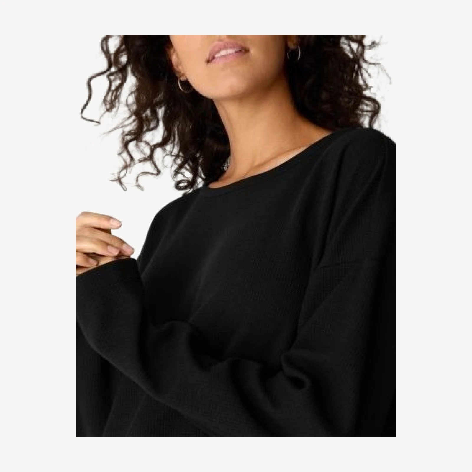 Eileen Fisher Waffle Knit Long Sleeve Boxy Top