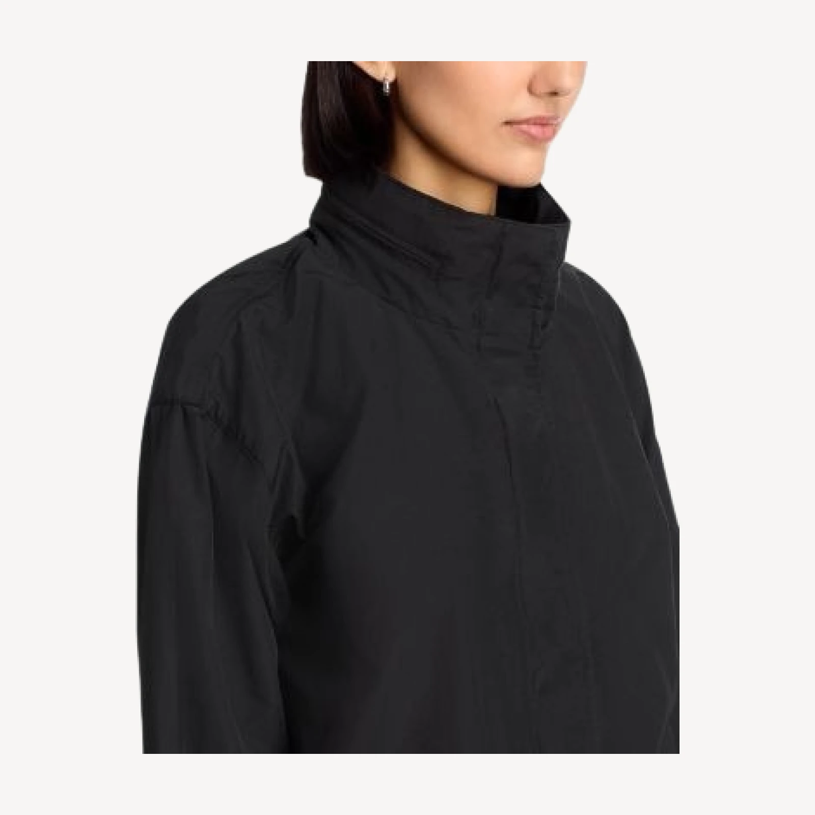 Eileen Fisher Stand Collar Hidden Hood Coat